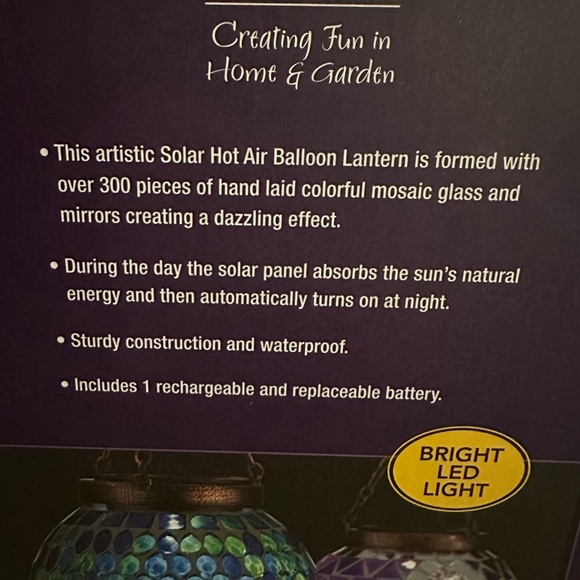 Mosaic Hot Air Balloon Lantern - Multicolor - Picture 2 of 7